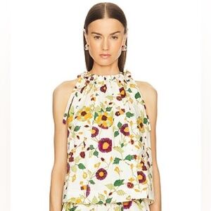 NWT Ulla Johnson ZOE Sleeveless Top Blouse Floral Tie 100% Cotton Boho Summer 6